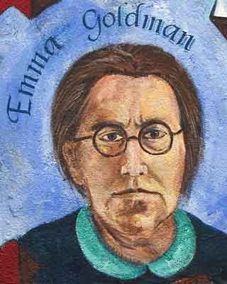 Emma Goldman in mural by Susan Greene