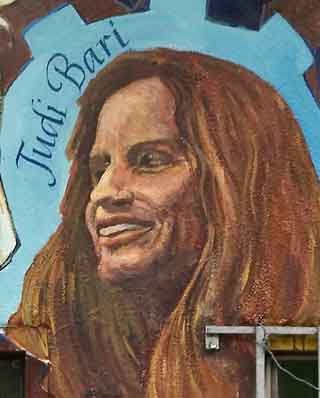 Judi Bari in mural by Susan Greene