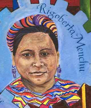 Rigoberta Menchú portrait in the mural La Lucha Continua